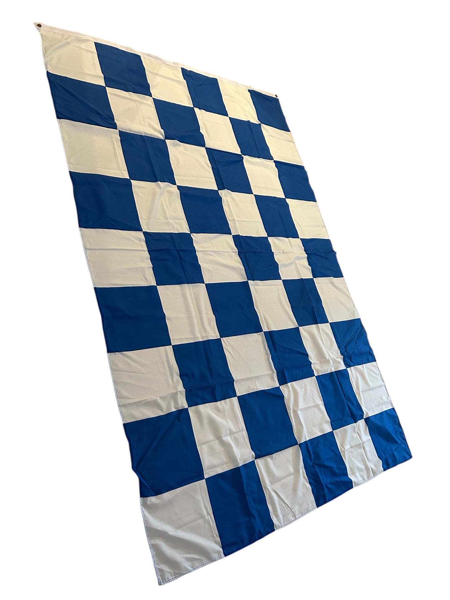 Stort blått og hvitt flagg