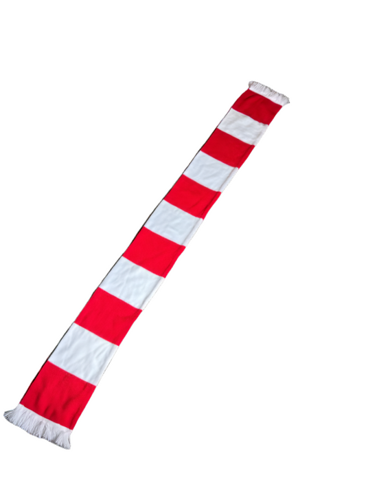 Rødt og hvitt skjerf